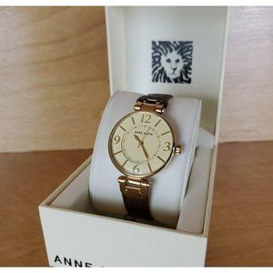 Anne Klein Women's Gold-Tone and Brown Leather